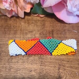 Hand Beaded Geometric Multicolor Bracelet